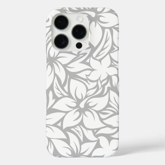 Moloaa Bay Hawaiian Hibiscus Grey and White Case-Mate iPhone Case (Back)