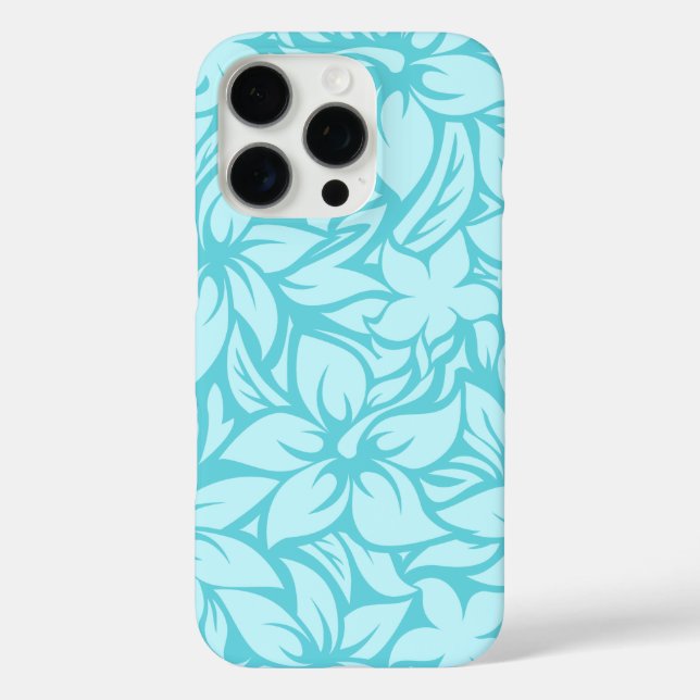 Moloaa Bay Hawaiian Hibiscus Tonal Aqua Case-Mate iPhone Case (Back)
