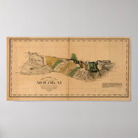 Molokai, 1897, Vintage Hawaii Map