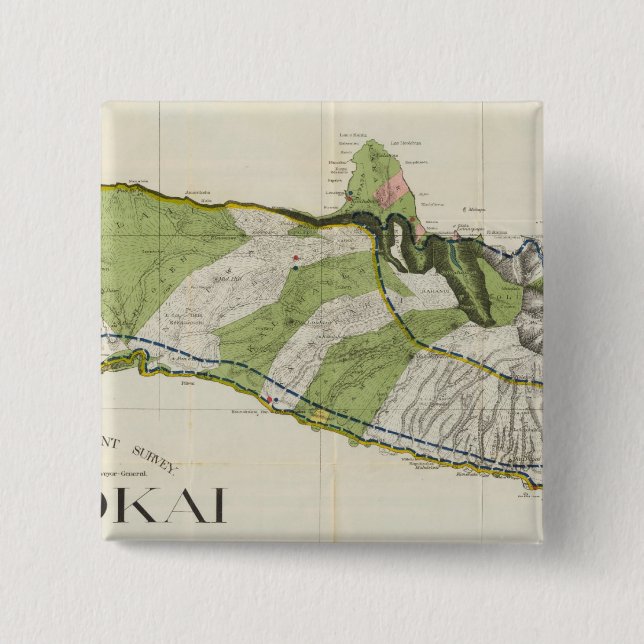 Molokai, Hawaii 15 Cm Square Badge (Front)