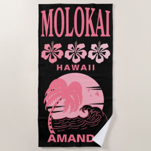Molokai Hawaii Pink Beach Bachelorette Custom Beach Towel