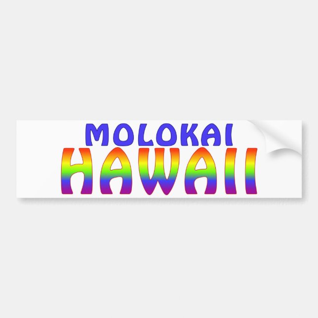 Molokai Hawaii rainbow writing Bumper Sticker (Front)