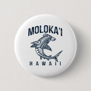 Molokai Hawaii Tril Shark Polynesian Hawaiian Beac 6 Cm Round Badge