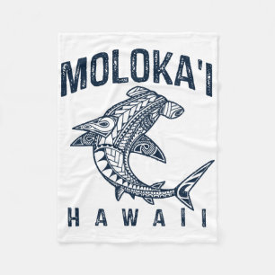 Molokai Hawaii Tril Shark Polynesian Hawaiian Beac Fleece Blanket