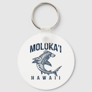 Molokai Hawaii Tril Shark Polynesian Hawaiian Beac Key Ring