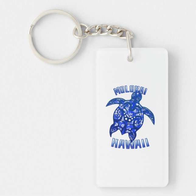 Molokai Hawaii Vacation Tribal Turtle Key Ring (Front)