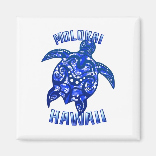 Molokai Hawaii Vacation Tribal Turtle Magnet (Front)
