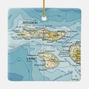 Molokai Vintage Map Ceramic Ornament