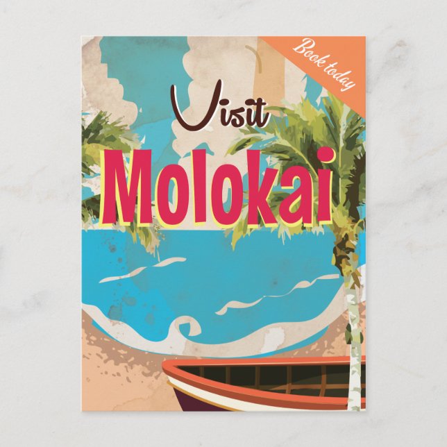 Molokai Vintage Travel Poster Postcard (Front)