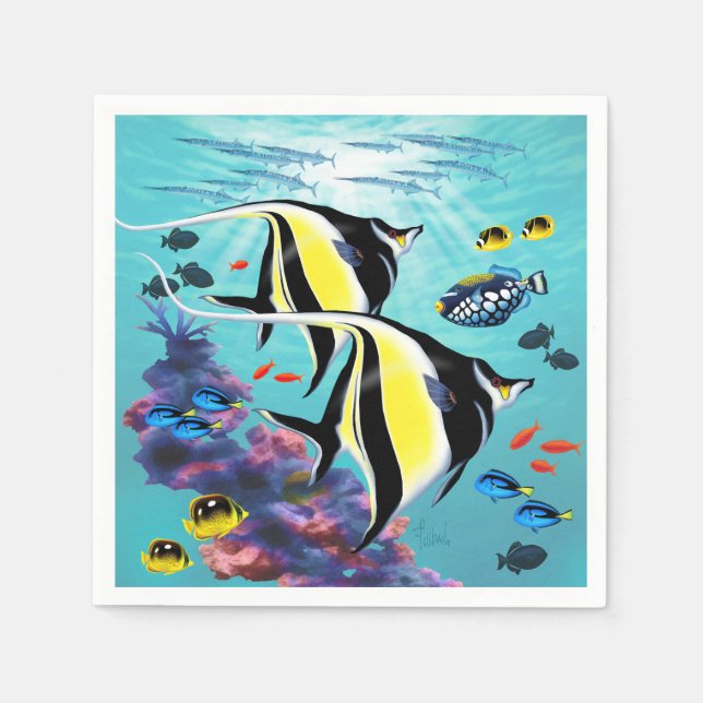 Molokini Cove Hawaiian Angel Fish Tropical Napkin (Front)