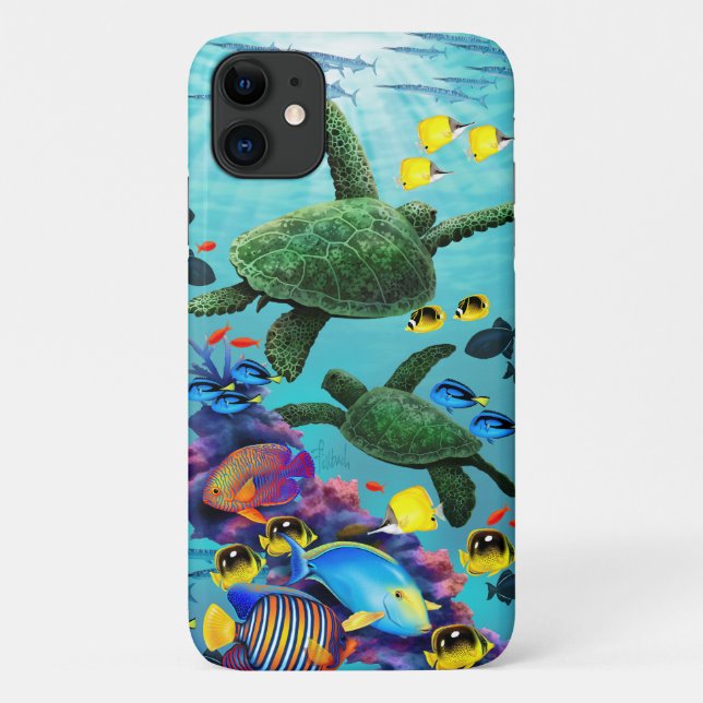 Molokini Cove Hawaiian Sea Turtle Tropical Fish Case-Mate iPhone Case (Back)
