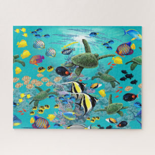 Molokini Cove Hawaiian Sea Turtle Tropical Fish Jigsaw Puzzle