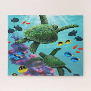 Molokini Cove Hawaiian Sea Turtles Tropical Jigsaw Puzzle