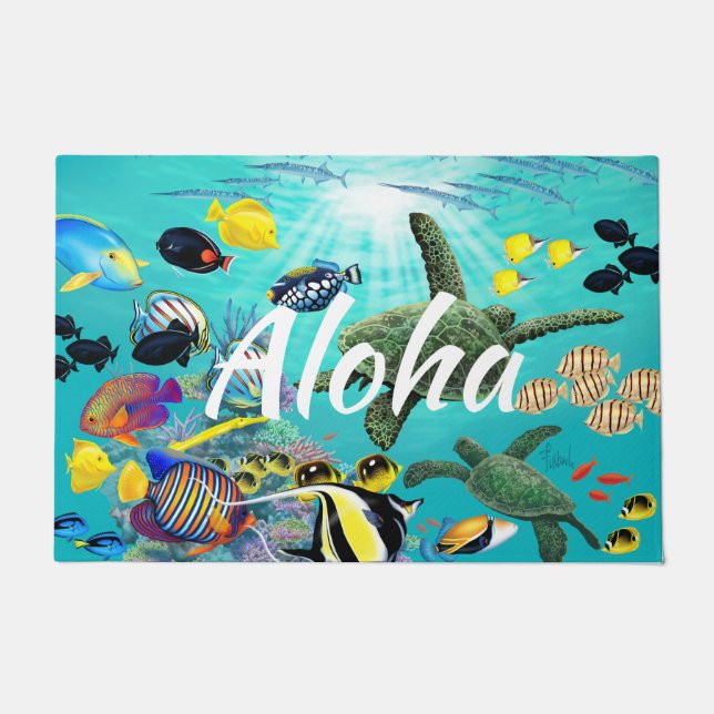 Molokini Cove Hawaiian Tropical Fish Aloha Doormat (Front)