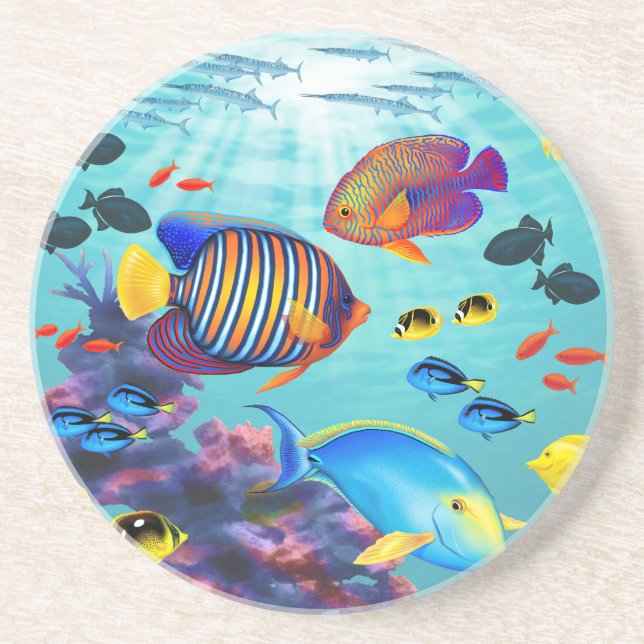 Molokini Cove Hawaiian Tropical Fish Coaster (Front)