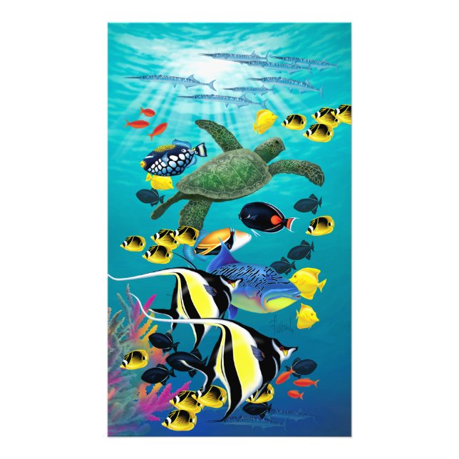 Molokini Cove Hawaiian Tropical Fish Illustration Photo Print (Front)