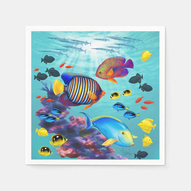 Molokini Cove Hawaiian Tropical Fish Napkin (Front)