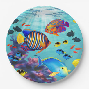 Molokini Cove Hawaiian Tropical Fish Paper Plate
