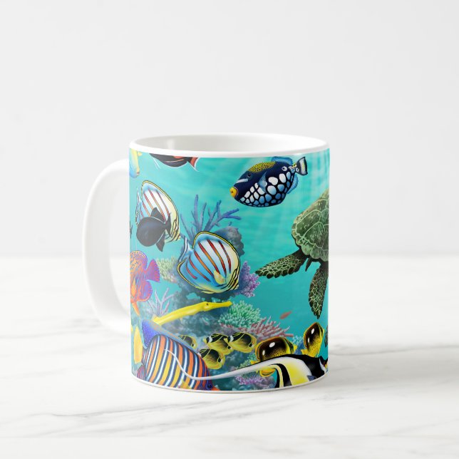 Molokini Cove Hawaiian Tropical Fish Sea Turtle Coffee Mug (Front Left)