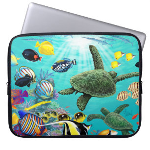 Molokini Cove Hawaiian Tropical Fish Sea Turtle Laptop Sleeve