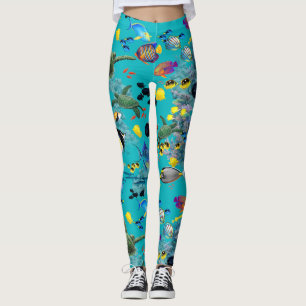 Molokini Cove Hawaiian Tropical Fish Sea Turtle Leggings