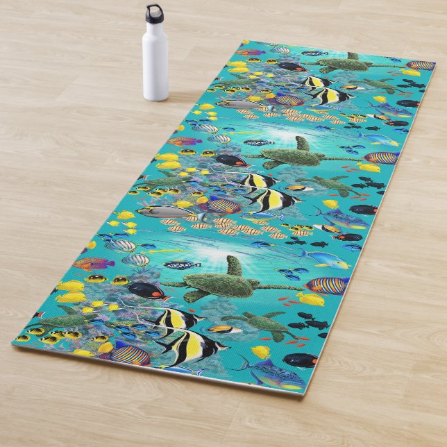 Molokini Cove Hawaiian Tropical Fish Sea Turtle Yoga Mat (In Situ)