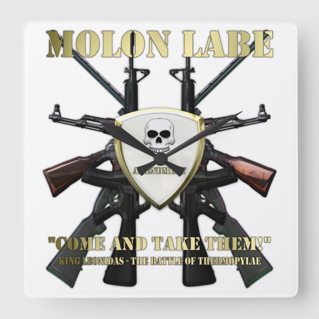 Molon Labe - 2nd Amendment Square Wall Clock (Front)