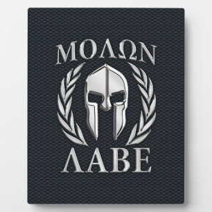 Molon Labe Chrome Like Spartan Helmet on Grille Plaque