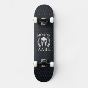 Molon Labe Chrome Like Spartan Helmet on Grille Skateboard