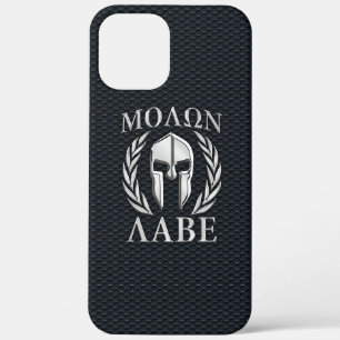 Molon Labe Chrome Spartan Helmet on Grille iPhone 12 Pro Max Case