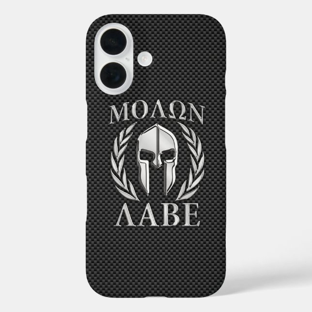 Molon Labe Chrome Style Spartan Armor Carbon Fiber Case-Mate iPhone Case (Back)