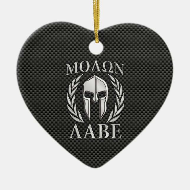 Molon Labe Chrome Style Spartan Armour Carbon Ceramic Tree Decoration (Front)