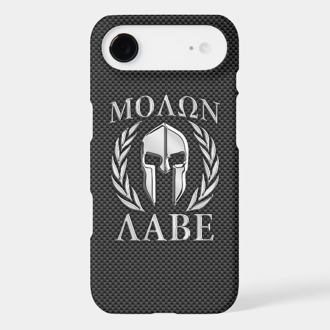 Molon Labe Chrome Style Spartan Armour Carbon Fibr Case-Mate iPhone Case (Back)