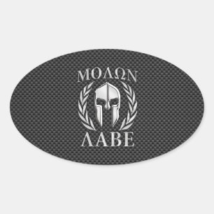Molon Labe Chrome Style Spartan Armour Carbon Fibr Oval Sticker