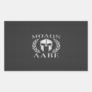 Molon Labe Chrome Style Spartan Armour Carbon Fibr Rectangular Sticker