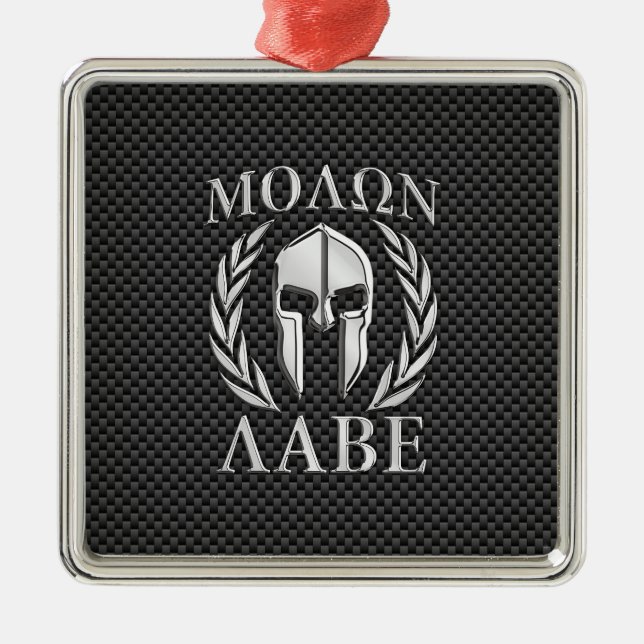 Molon Labe Chrome Style Spartan Armour Carbon Metal Tree Decoration (Front)