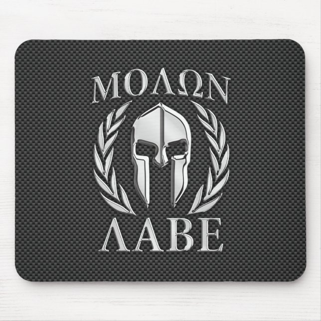 Molon Labe Chrome Style Spartan Armour Carbon Mouse Mat (Front)