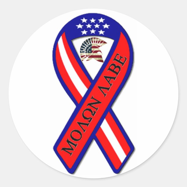 MOLON LABE CLASSIC ROUND STICKER (Front)