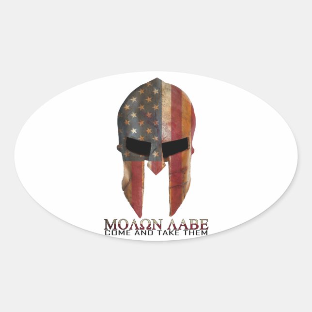 Molon Labe - Come and Take Them USA Spartan Oval Sticker (Front)