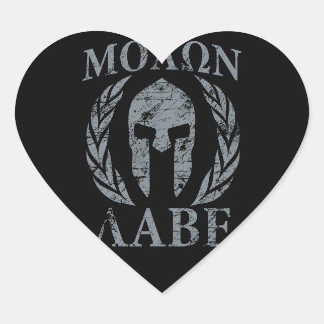 Molon Labe Grunge Spartan Armour Heart Sticker (Front)
