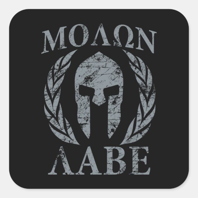 Molon Labe Grunge Spartan Armour Square Sticker (Front)