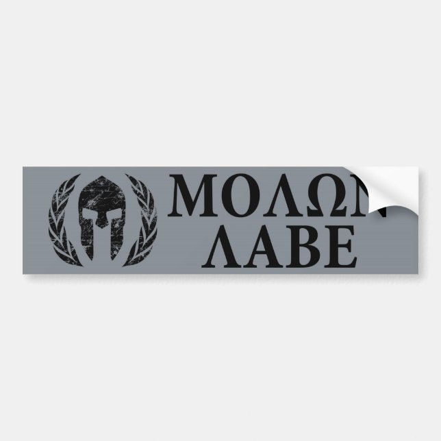 Molon Labe Grunge Spartan Helmet Bumper Sticker (Front)