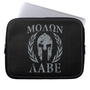 Molon Labe Grunge Spartan Helmet Laptop Sleeve