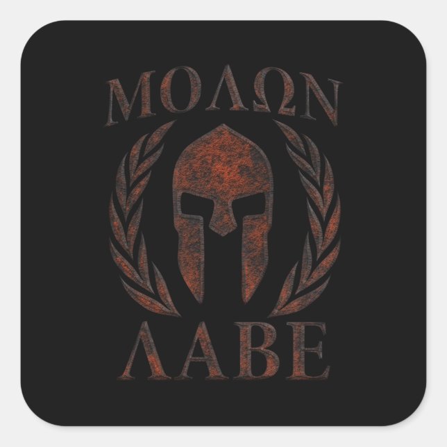 Molon Labe Iron Warrior Laurels Square Sticker (Front)