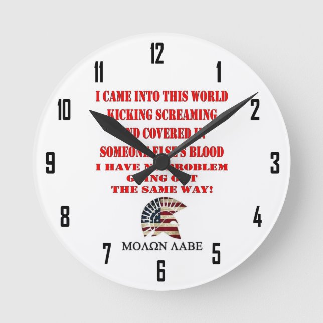 MOLON LABE ROUND CLOCK (Front)
