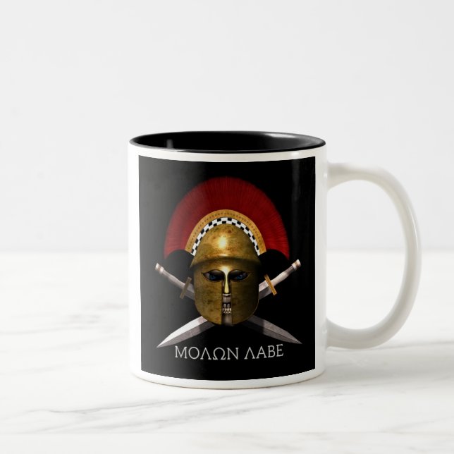 Molon Labe Skull Two-Tone Coffee Mug (Right)
