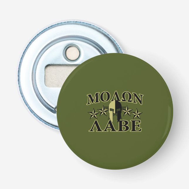 Molon Labe Spartan 5 stars Olive Green Bottle Opener (Front)