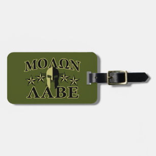 Molon Labe Spartan 5 stars Olive Green Luggage Tag