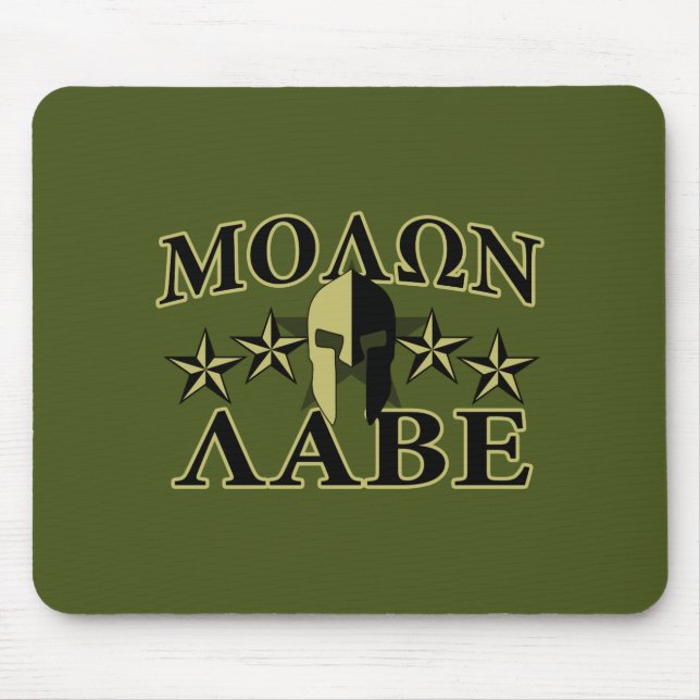 Molon Labe Spartan 5 stars Olive Green Mouse Mat (Front)