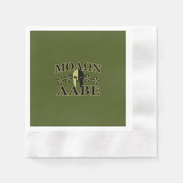 Molon Labe Spartan 5 stars Olive Green Napkin (Front)